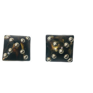 Vintage Enamel Marbled Studded Earrings